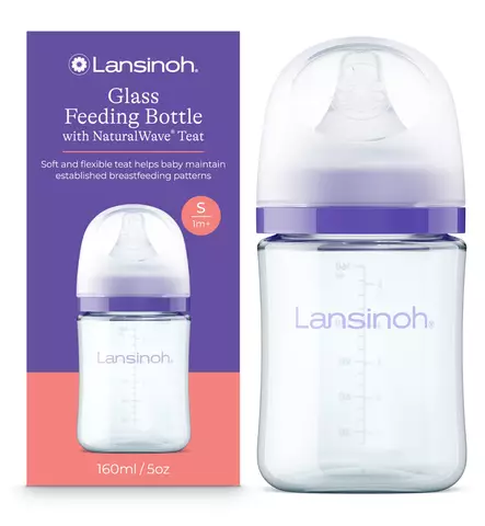 Lansinoh Tuttipullo Lasinen 160ml + tuttipää 0+ wauva - Tuttipullot ja tuttipäät - LAN77240 - 1