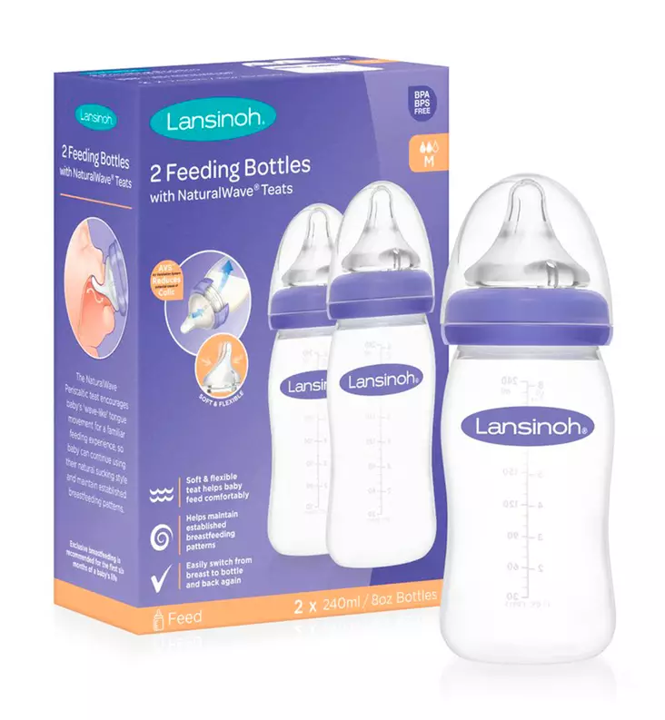 Lansinoh Tuttipullo 2x240ml + tuttipää 3+ - Tuttipullot ja tuttipäät - LAN75450 - 1