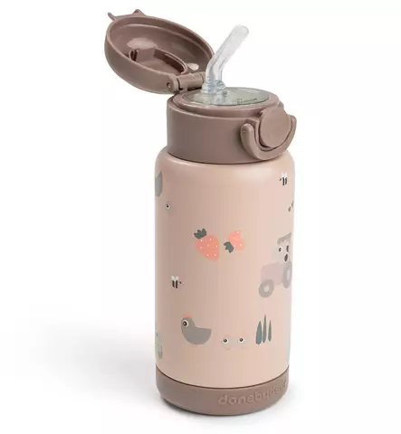 Done by Deer Lasten termospullo pillillä, 340 ml tiny farm powder wauva - Lasten mukit, nokkamukit ja pillimukit - 1061111 - 2