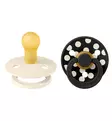 Bibs Studio Colour Luonnonkumitutti 2-pack polka dot ivory black wauva - Tutit ja tuttinauhat - 11034101 - 3