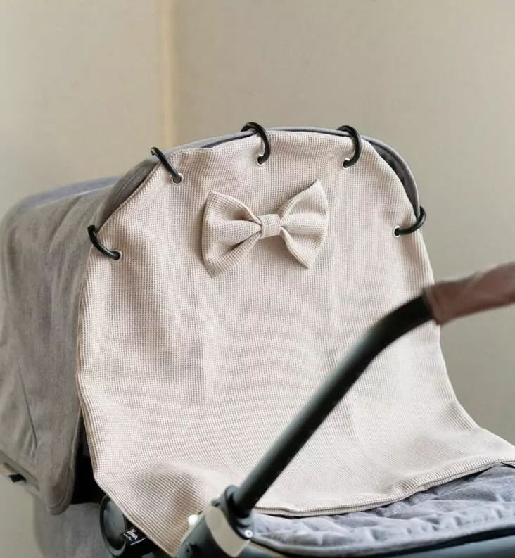 unavaate, wauva, vaunuverho, rusetilla, minivohveli, light beige - Vaunuverhot ja aurinkovarjot rattaisiin - 00301 - 1