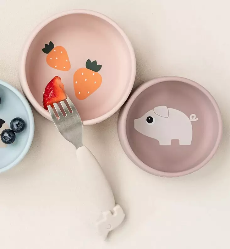 Done by Deer Silikoniset Lasten kulhot, 2 kpl pigee powder wauva - Lasten kulhot ja lautaset - 1869661 - 1