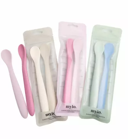 wauva, mylo, silikonilusikat, pink peony - Lasten ensilusikat ja aterimet - 6430071044612 - 2
