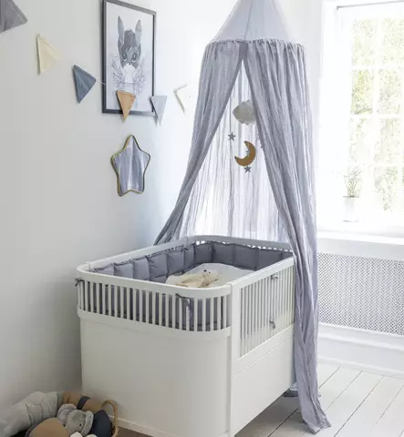 Sebra Katosverho pinnasänkyyn dusty blue wauva - Liinavaatteet ja suojat pinnasänkyyn - 101530022 - 1
