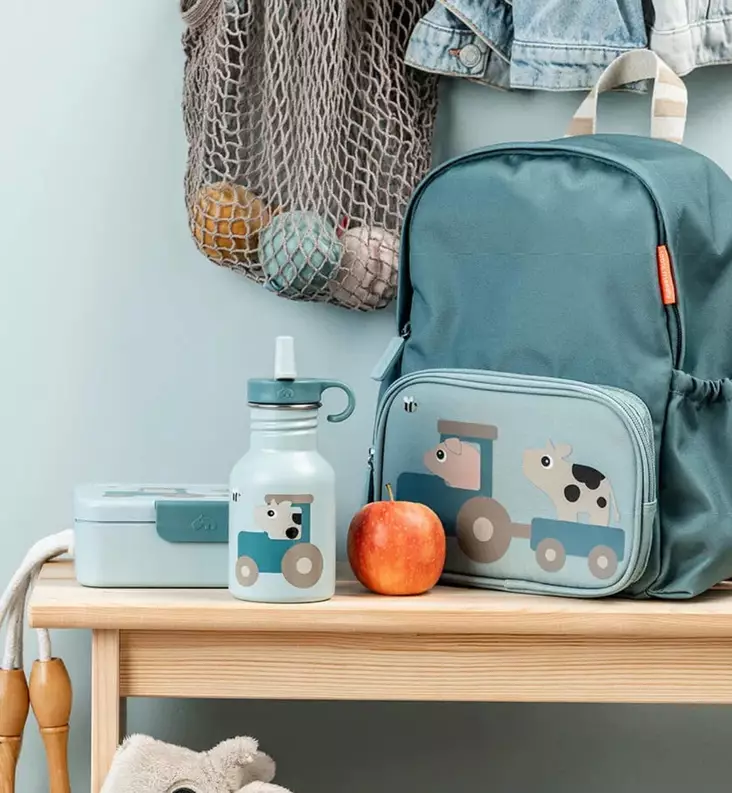 Done by Deer Lasten metallinen pillipullo, 350 ml tiny farm blue wauva - Lasten mukit, nokkamukit ja pillimukit - 1011612 - 1