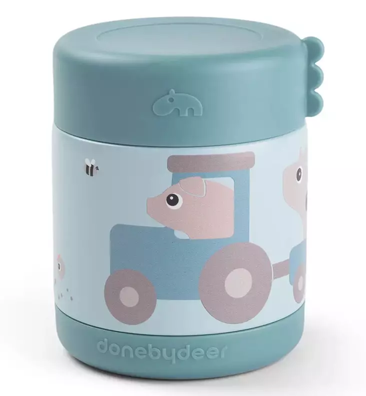 Done by Deer Metallinen termos eväsrasia 300 ml tiny farm blue wauva - Lasten eväsrasiat - 1251722 - 1