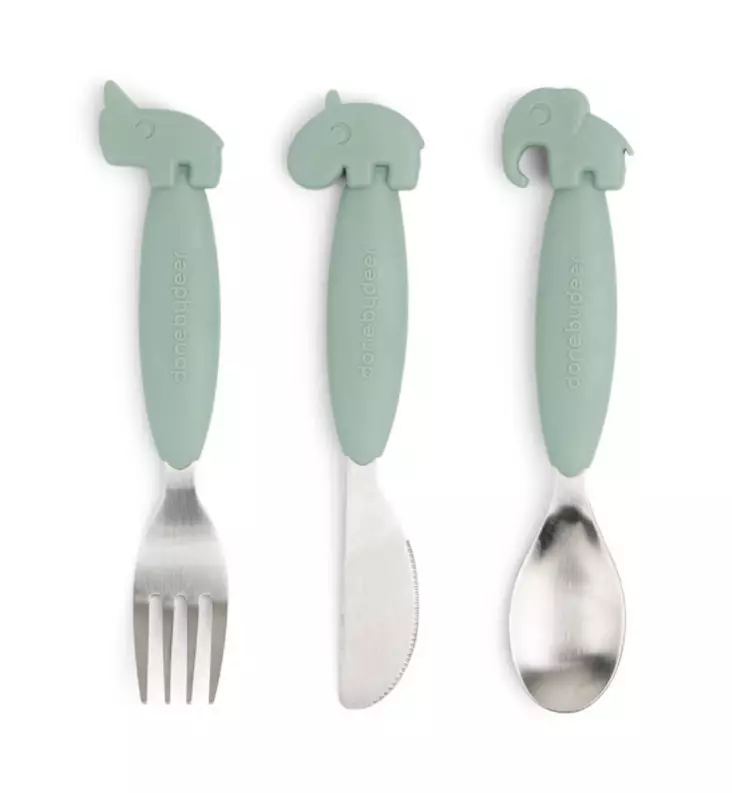 Done by Deer easy-grip aterinsetti deer friends vihre=C3=A4 - Lasten ensilusikat ja aterimet - 1126863 - 1