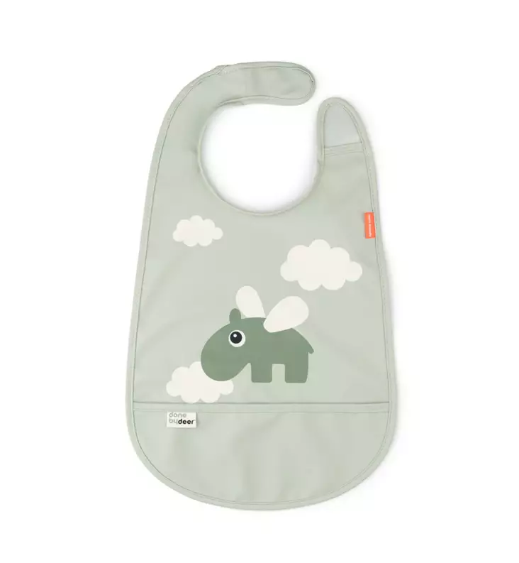 wauva, done by deer, bib, happy clouds green - Ruokalaput - 1333283 - 1