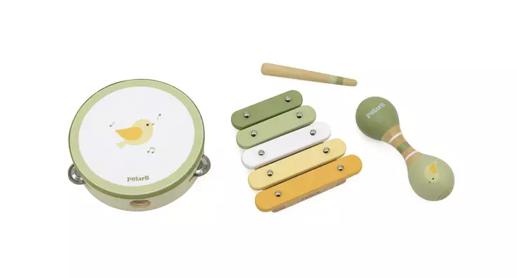 polarb_music_set_bird_green_musiikki_soitin_setti_lintu_vihrea_wauva - Puuhalelut taaperoille - 277597 - 1