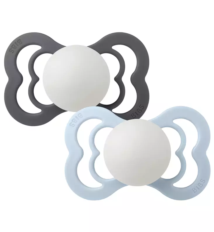 Bibs Supreme Yötutti 2-pack baby blue glow iron glow wauva - Tutit ja tuttinauhat - 260433 - 1