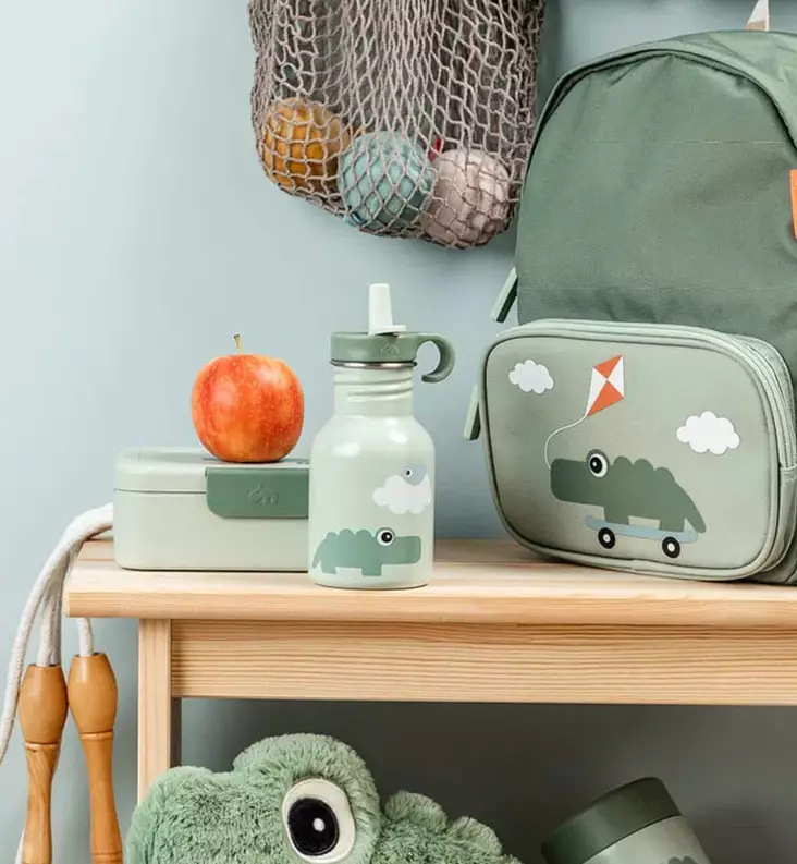 Done by Deer Lasten metallinen pillipullo, 350 ml playground green wauva - Lasten mukit, nokkamukit ja pillimukit - 1011623 - 1