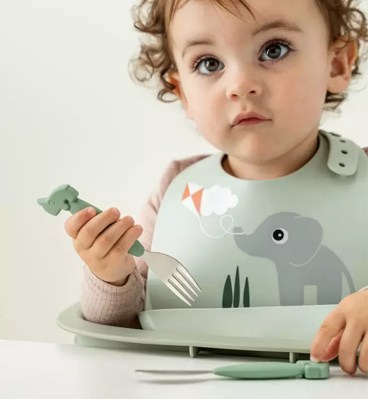 Done by Deer Silikoninen ruokalappu kaukalolla playgound green wauva - Ruokalaput - 1359523 - 1
