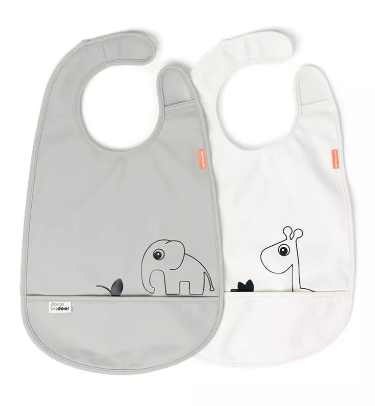 Done by Deer ruokalappu 2-pack deer friends grey beige - Ruokalaput - 1313525 - 1