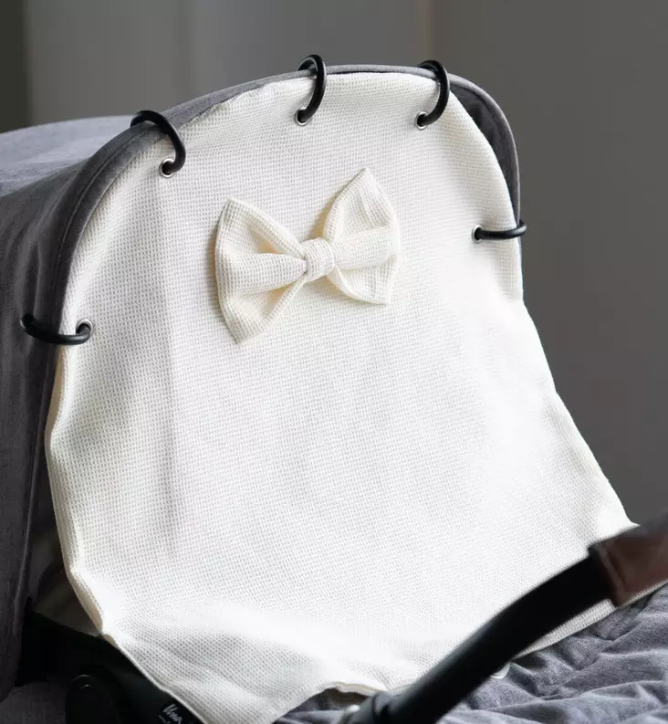 Unavaate vaunuverho minivohveli rusetilla Ecru wauva - Vaunuverhot ja aurinkovarjot rattaisiin - 00305 - 1