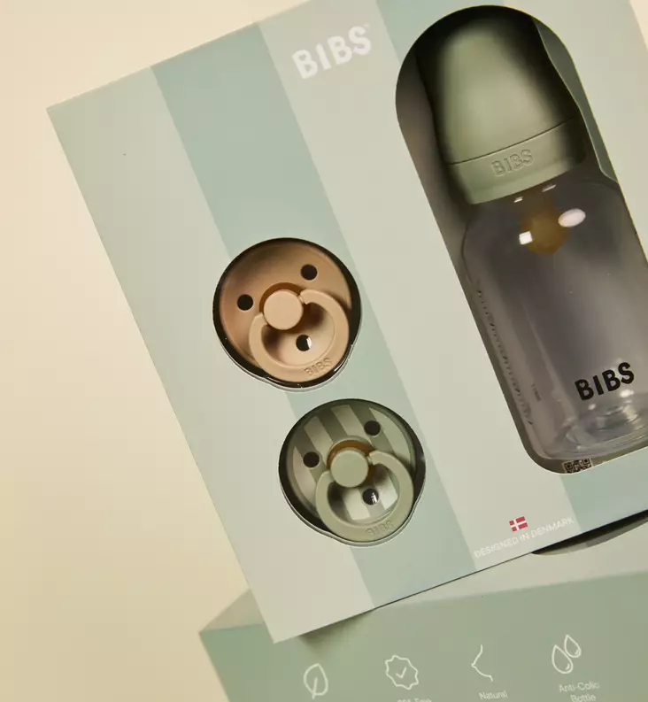 Bibs Tuttipullo & 2 kpl Tutteja sprinkle sage wauva - Tutit ja tuttinauhat - 7500145 - 1