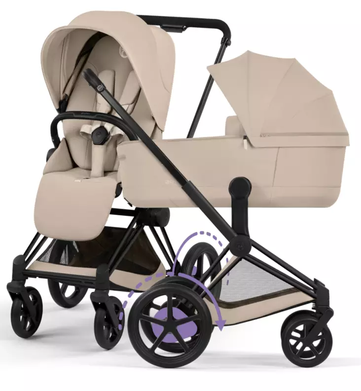 Cybex ePriam comfort Sähköavusteiset Lastenvaunut matt black cozy beige wauva - Yhdistelmävaunut - 526000065 - 1