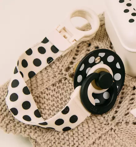 Bibs Polka Dots Tuttinauha, Clip Loop polka dot ivory black wauva - Tutit ja tuttinauhat - 950134216 - 1
