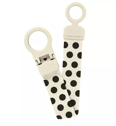 Bibs Polka Dots Tuttinauha, Clip Loop polka dot ivory black wauva - Tutit ja tuttinauhat - 950134216 - 2
