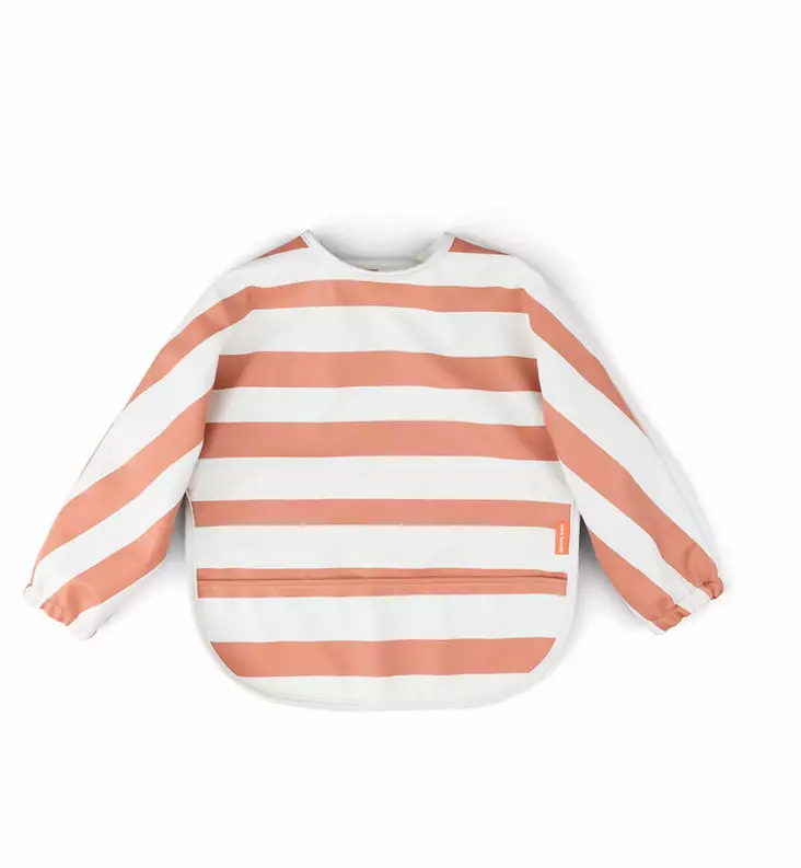 Done_by_Deer_hihallinen_ruokalappu_taskulla_raidallinen_Papaya_wauva - Ruokalaput - 1333206 - 1