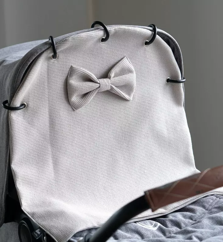 Unavaate vaunuverho minivohveli rusetilla light grey wauva - Vaunuverhot ja aurinkovarjot rattaisiin - 83358 - 1