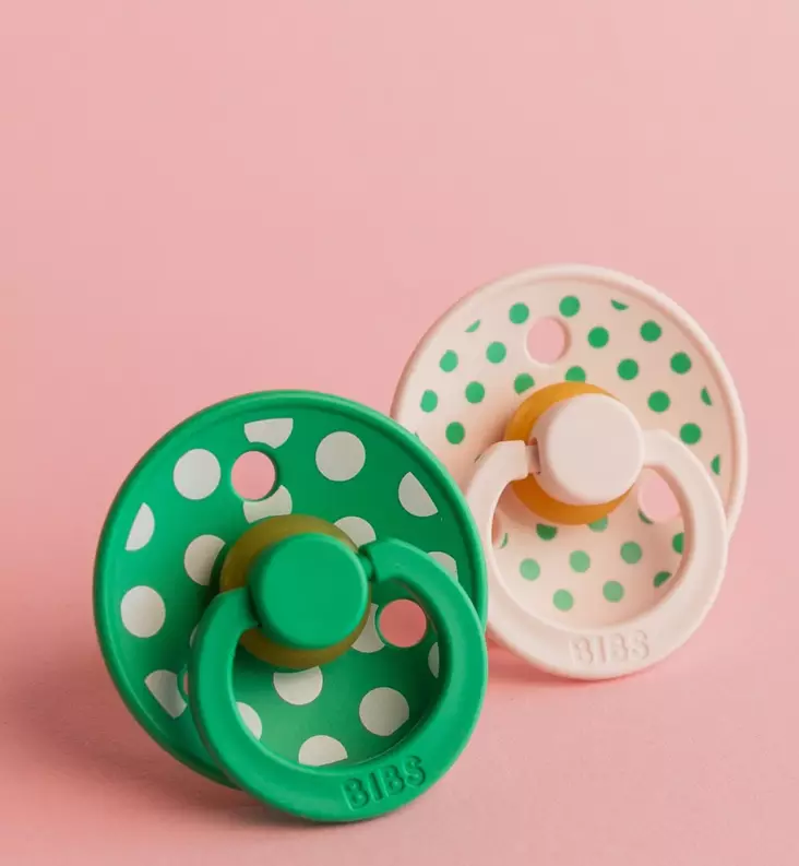 Bibs Studio Colour Luonnonkumitutti 2-pack polka dots petal catus wauva - Tutit ja tuttinauhat - 11034106 - 1