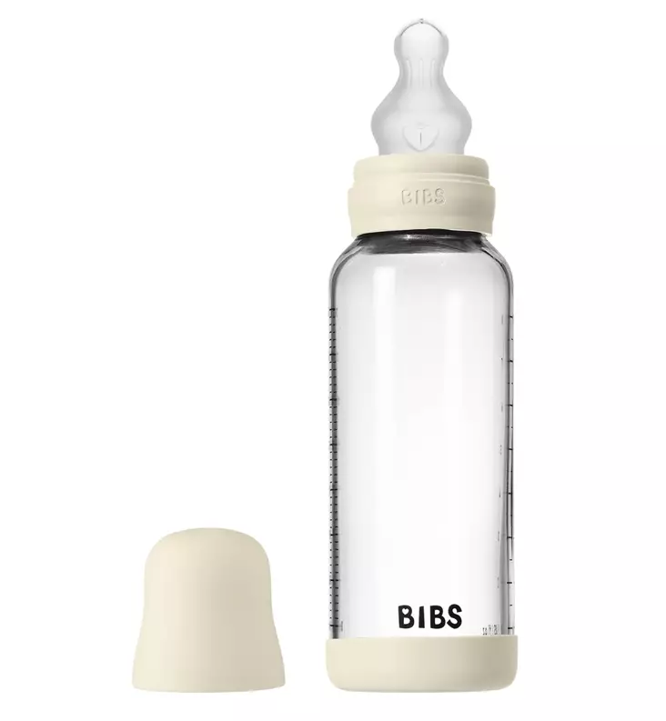 Bibs Lasinen tuttipullo 240 ml, silikoninen tuttipää ivory wauva - Tuttipullot ja tuttipäät - 50201216 - 1