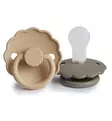 Frigg Daisy Pyöreä Silikonitutti, 2-pack croissant portobello wauva - Tutit ja tuttinauhat - 5715239010946 - 3
