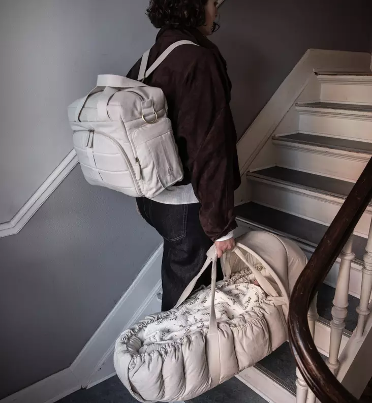 Sebra Kannettava Unipesä/Kantokassi 3-in-1 kuomulla morning beige melange wauva - Unipesät, unipussit ja kapalot - 101630008 - 1