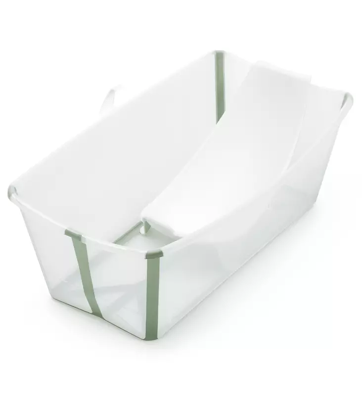 Stokke Flexi Bath Bundle Starttipaketti, Lasten kylpyamme + kylvetystuki transparent green wauva - Vauvan kylvettäminen - 531508 - 1