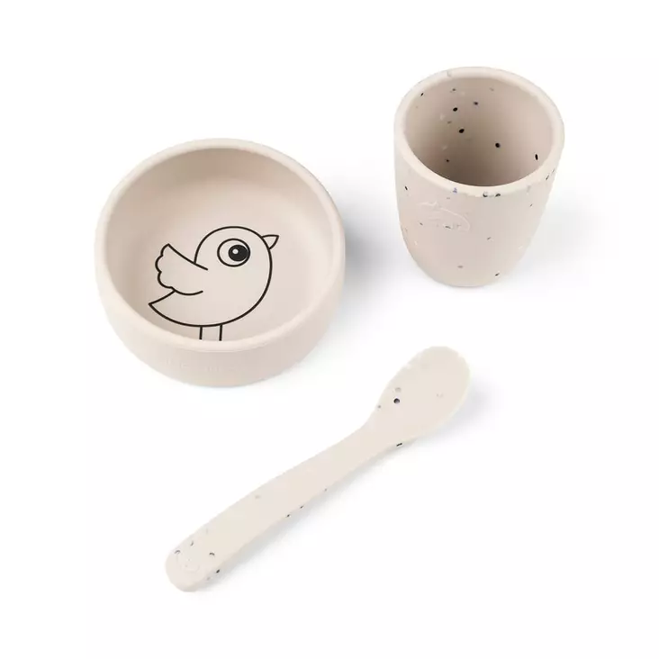 Done by Deer Silicone first meal set birdee sand wauva - Lasten kulhot ja lautaset - 1529819 - 1