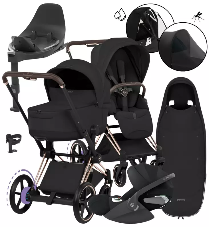 Cybex ePriam Style Lastenvaunujen All-in-One Starttipaketti Sepia black rose gold wauva - Yhdistelmävaunut - 526000255PALLSEPIA - 1