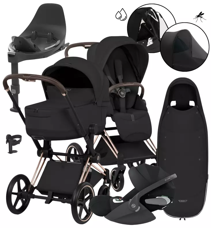 Cybex Priam Style Lastenvaunujen All-in-one Starttipaketti sepia black rose gold wauva - Yhdistelmävaunut - 526000221PALLSEPIA - 1