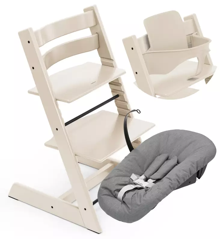 Stokke Tripp Trapp Starttipaketti Newborn & Syöttötuoli vanilla white wauva - Syöttötuolit - 100142-PNBA - 1