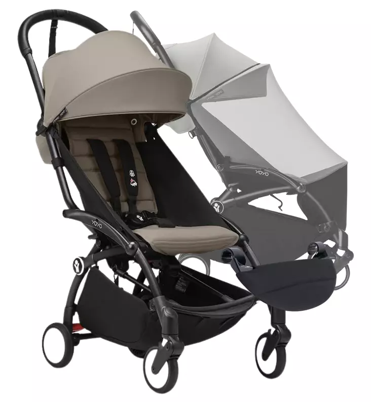 Stokke YOYO³ Matkarattaiden Starttipaketti jalkatuella ja hyönteissuojalla taupe wauva - Matkarattaat - 646002-KPTA - 1