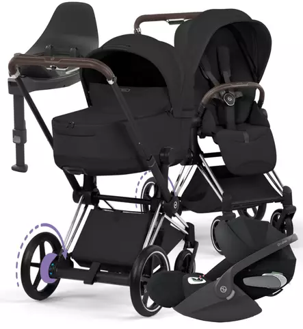 Cybex ePriam Style Sähköavusteiset Lastenvaunut Starttipaketti Cloud T turvakaukalolla ja jalustalla chrome brown sepia black wauva - Yhdistelmävaunut - 526000231SPYSB - 1