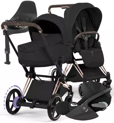 Cybex ePriam Style Sähköavusteiset Lastenvaunut Starttipaketti Cloud T turvakaukalolla ja jalustalla rose gold sepia black wauva - Yhdistelmävaunut - 526000255SPYSB - 1