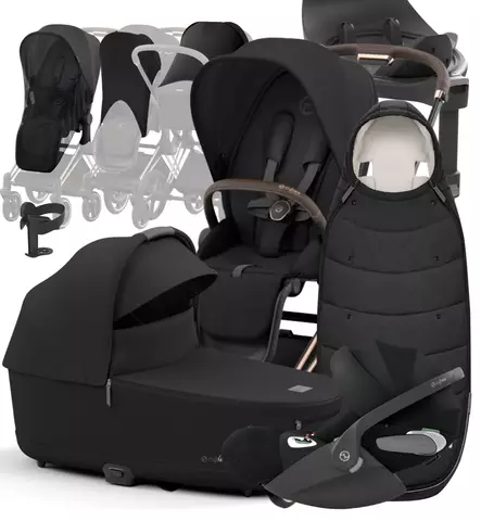 Cybex Priam 4 Lastenvaunujen Starttipaketti lisävarusteilla musta wauva - Yhdistelmävaunut - 521002337-SPLVSB - 1