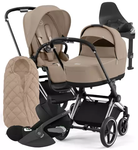 Cybex Priam 4 Lastenvaunujen Starttipaketti turvakaukalolla ja jalustalla + Snøgga lämpöpussi wauva - Yhdistelmävaunut - 521002325-SNPCB - 1