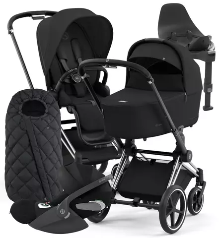 Cybex Priam 4 Lastenvaunujen Starttipaketti turvakaukalolla ja jalustalla + Snøgga lämpöpussi wauva - Yhdistelmävaunut - 521002325-SPSB - 1