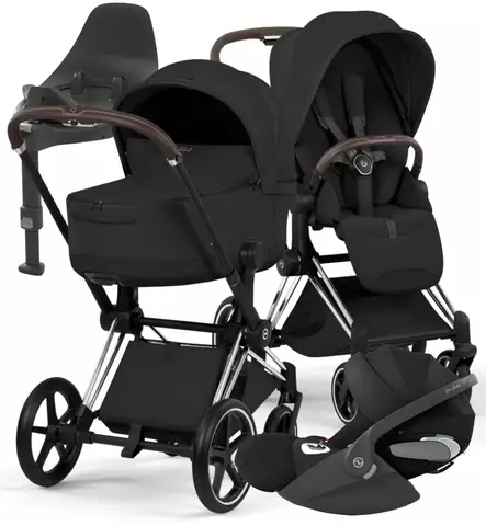 Cybex Priam Style Lastenvaunujen Starttipaketti Cloud T turvakaukalolla ja jalustalla chrome brown sepia black wauva - Yhdistelmävaunut - 526000201SPYSB - 1