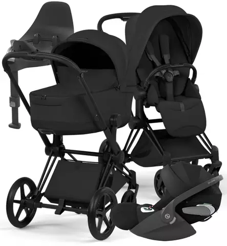 Cybex Priam Style Lastenvaunujen Starttipaketti Cloud T turvakaukalolla ja jalustalla matt black sepia black wauva - Yhdistelmävaunut - 526000211SPYSB - 1