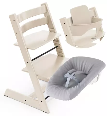 Stokke Tripp Trapp Starttipaketti Newborn & Syöttötuoli vanilla White wauva - Syöttötuolit - 100142-PTNB - 1