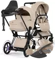 Cybex ePriam Style Sähköavusteiset Lastenvaunut Starttipaketti Cloud T turvakaukalolla ja jalustalla matt black cozy beige wauva - Yhdistelmävaunut - 526000243SPYCB - 1