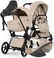 Cybex Priam Style Lastenvaunujen Starttipaketti Cloud T turvakaukalolla ja jalustalla matt black cozy beige wauva - Yhdistelmävaunut - 526000211SPYCB - 1