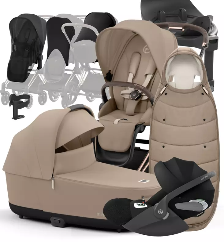 Cybex ePriam 4 Lastenvaunujen Starttipaketti lisävarusteilla cozy beige wauva - Yhdistelmävaunut - 521002373-PLVCB - 1