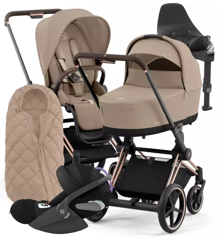 Cybex ePriam 4 Lastenvaunujen Starttipaketti turvakaukalolla ja jalustalla + Snøgga lämpöpussi Wauva - Vaunujen Starttipaketit - 521002373-SNPCB - 1
