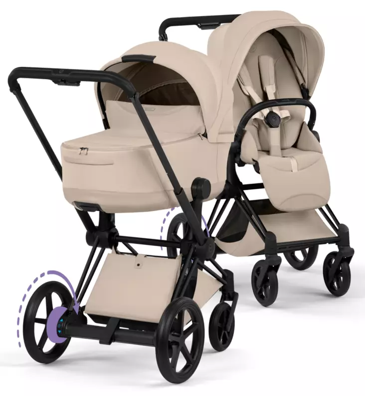 Cybex ePriam Style Sähköavusteiset Lastenvaunut matt black cozy beige wauva - Yhdistelmävaunut - 526000243-PYCB - 1
