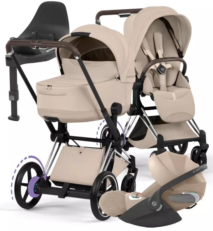 Cybex ePriam Style Sähköavusteiset Lastenvaunut Starttipaketti Cloud T turvakaukalolla ja jalustalla - Yhdistelmävaunut - 526000231SPYCB - 1