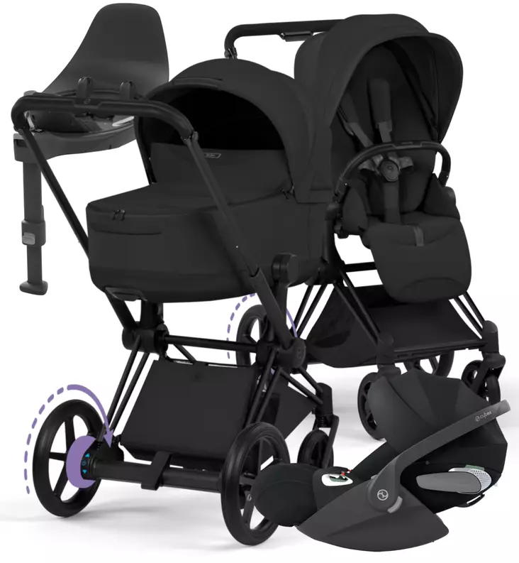 Cybex ePriam Style Sähköavusteiset Lastenvaunut Starttipaketti Cloud T turvakaukalolla ja jalustalla matt black sepia black wauva - Yhdistelmävaunut - 526000243SPYSB - 1