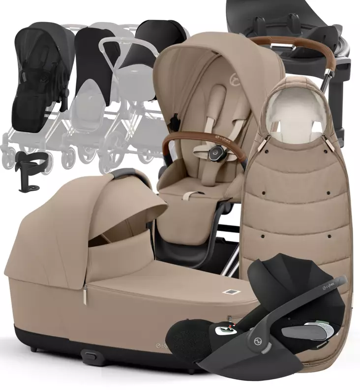 Cybex Priam 4 Lastenvaunujen Starttipaketti lisävarusteilla cozy beige wauva - Yhdistelmävaunut - 521002319-PLVCB - 1